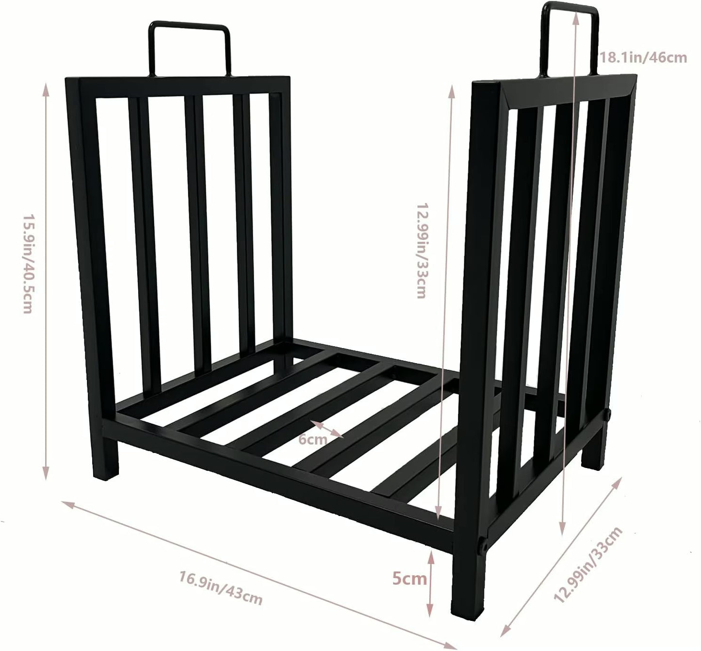 2 ft Indoor/Outdoor Firewood Rack with Handles