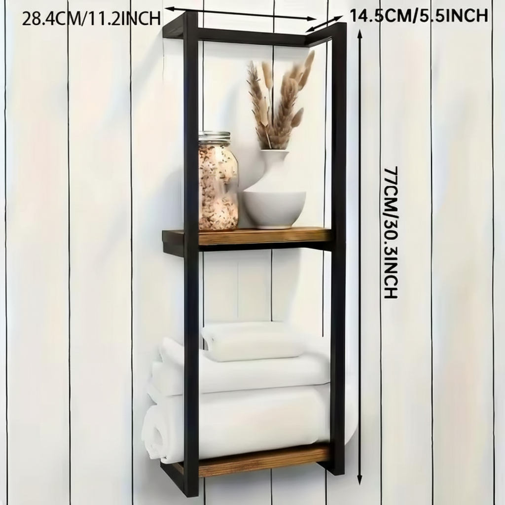 Stainless Steel Wall Mounted Dual Shelf Rack for Bathroom