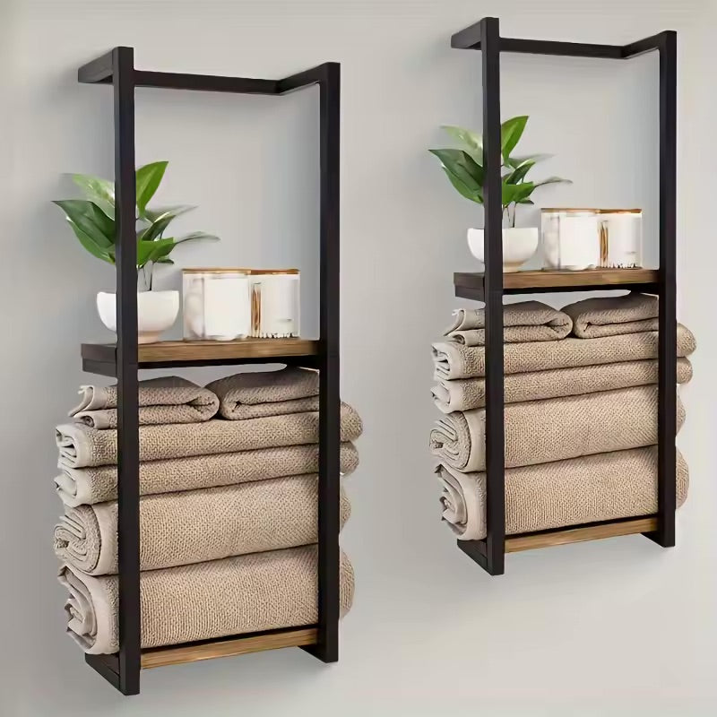 Stainless Steel Wall Mounted Dual Shelf Rack for Bathroom