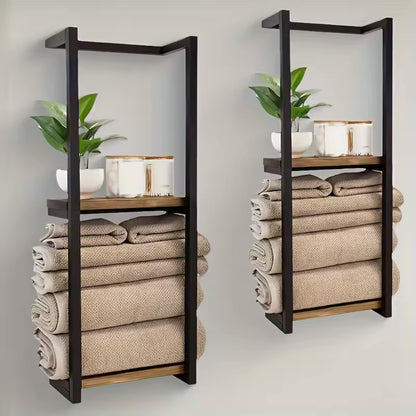 Stainless Steel Wall Mounted Dual Shelf Rack for Bathroom