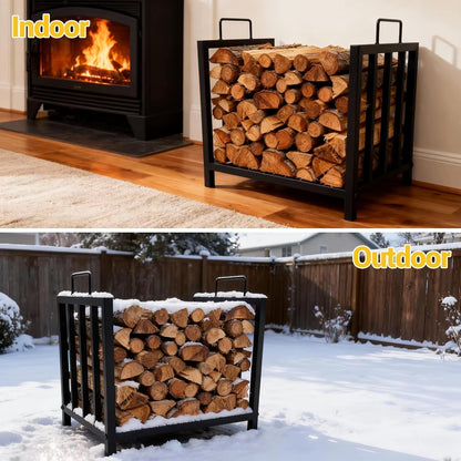2 ft Indoor/Outdoor Firewood Rack with Handles