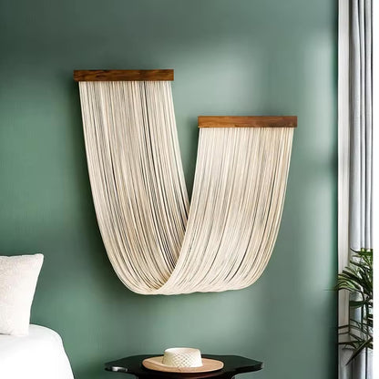 Wooden Wall Mounted Macrame Wave Wall Decor