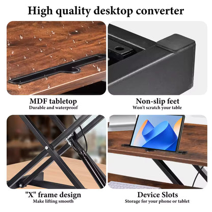 37 Inch Height Adjustable Ergonomic Standing Desk Converter