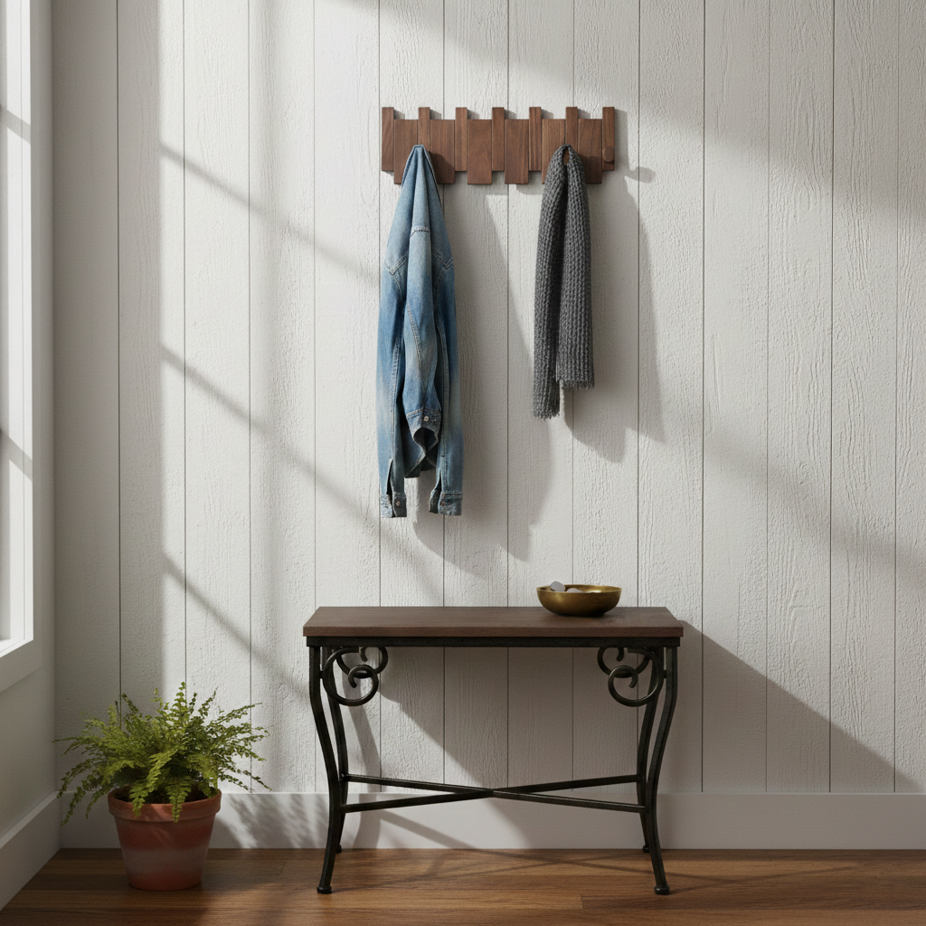 Wall Mounted Walnut Coat Rack