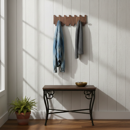 Wall Mounted Walnut Coat Rack