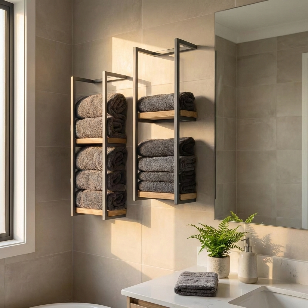 Stainless Steel Wall Mounted Dual Shelf Rack for Bathroom