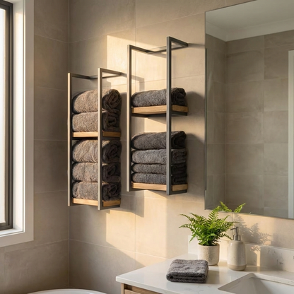 Stainless Steel Wall Mounted Dual Shelf Rack for Bathroom