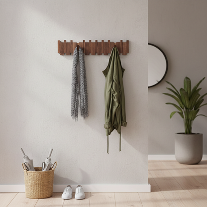 Wall Mounted Walnut Coat Rack
