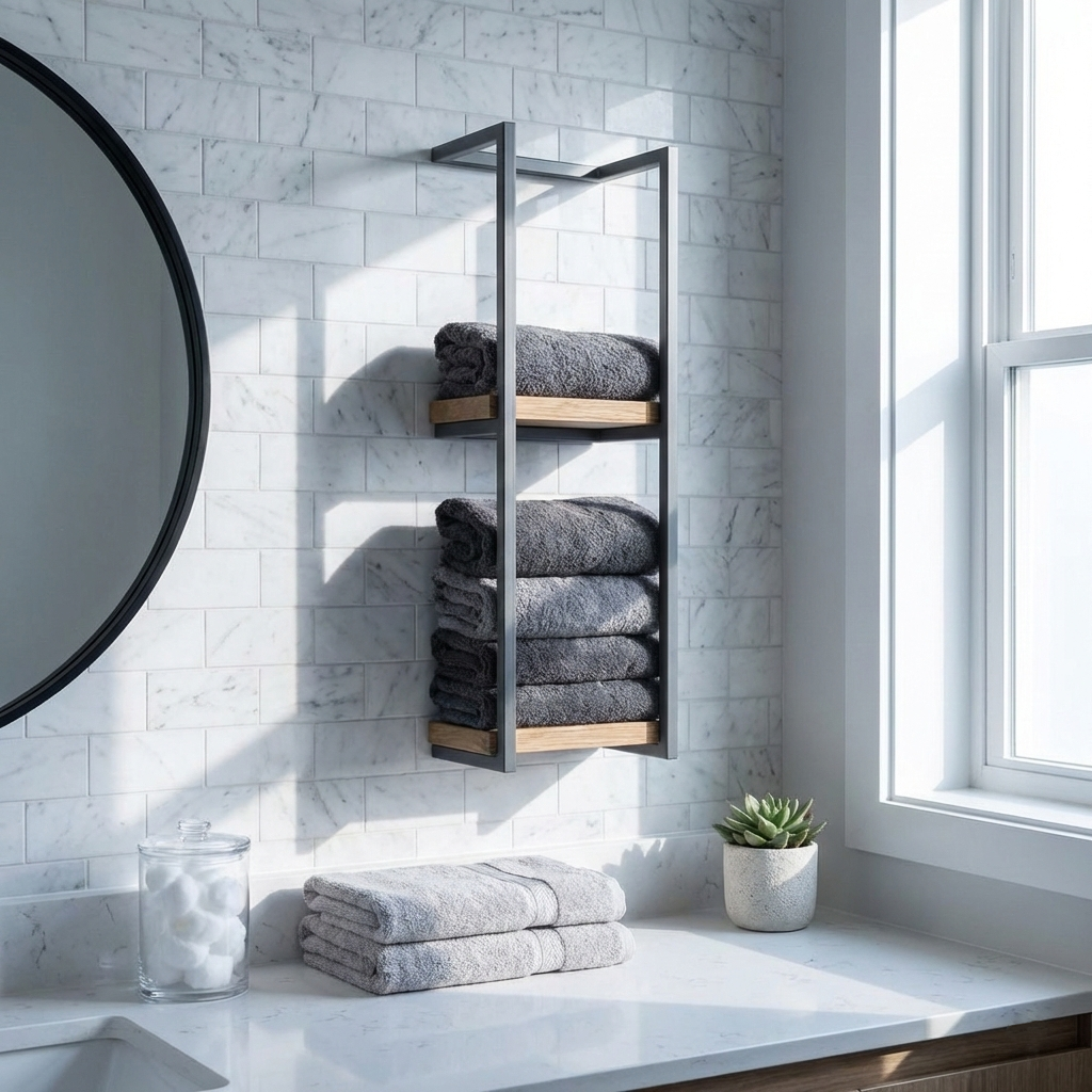 Stainless Steel Wall Mounted Dual Shelf Rack for Bathroom