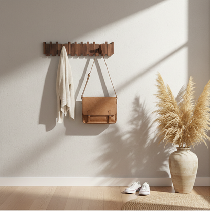 Wall Mounted Walnut Coat Rack