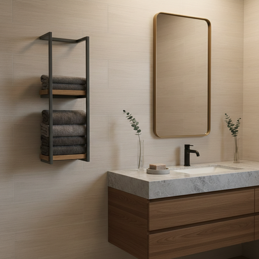 Stainless Steel Wall Mounted Dual Shelf Rack for Bathroom