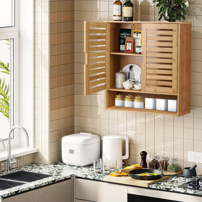 Wall Mounted Bamboo Bathroom Cabinet