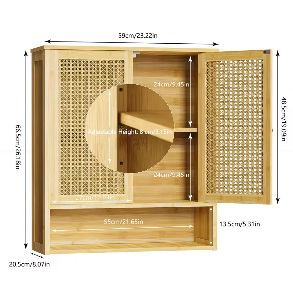 Wall Mounted Bamboo Bathroom Cabinet