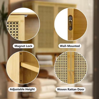 Wall Mounted Bamboo Bathroom Cabinet