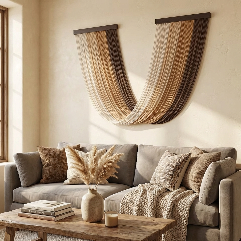 Wooden Wall Mounted Macrame Wave Wall Decor