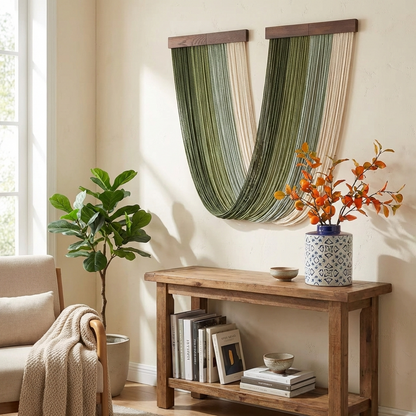 Wooden Wall Mounted Macrame Wave Wall Decor