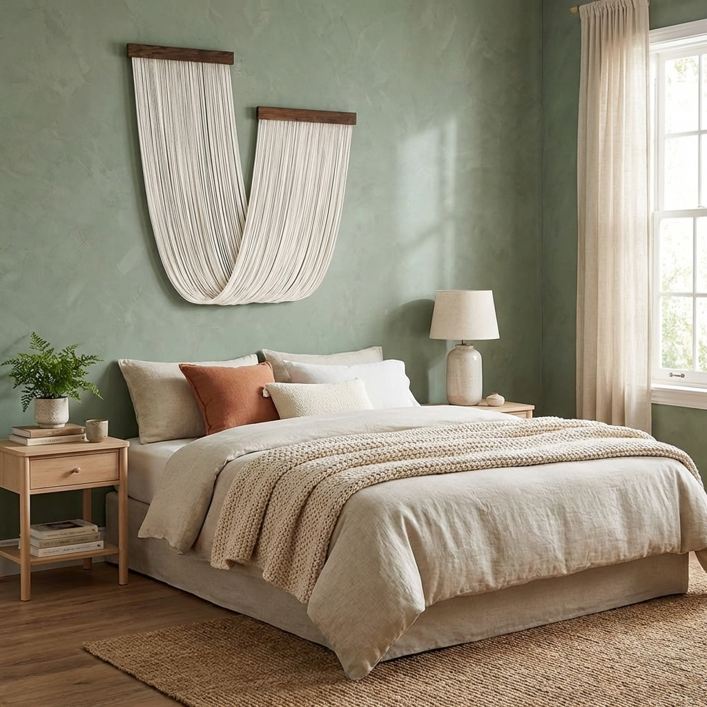 Wooden Wall Mounted Macrame Wave Wall Decor