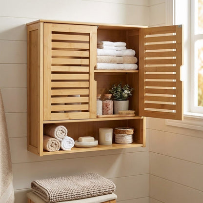 Wall Mounted Bamboo Bathroom Cabinet